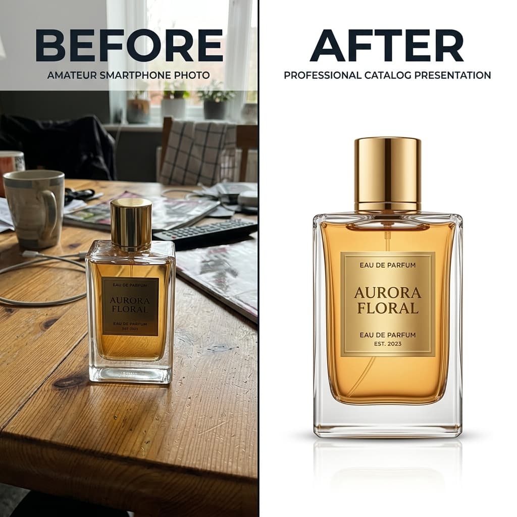 Before and After Comparison of AI Product Photography White Background Isolation